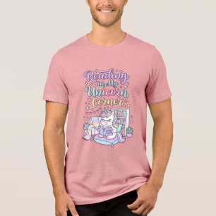 Unicorn Reading in My Unicorn Corner Cute Pastel T Tri-Blend Shirt