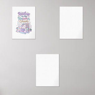 Unicorn Reading in My Unicorn Corner Cute Pastel T Wall Art Sets
