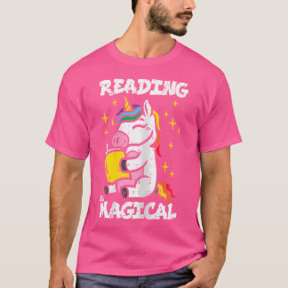 Unicorn Reading Magical Book Lover Bookworm Girls T-Shirt