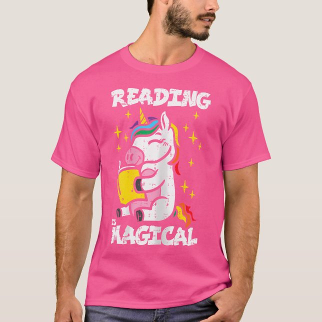 Unicorn Reading Magical Book Lover Bookworm Girls  T-Shirt (Front)