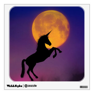 Unicorn Rearing Silhouette and Moon Wall Decal