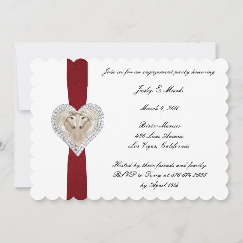 Unicorn Red Lace Engagement Party Invitation