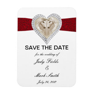 Unicorn Red Lace Save The Date Magnet