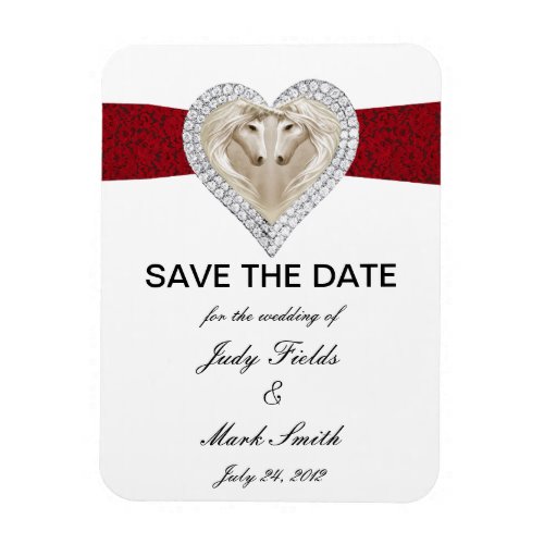 Unicorn Red Lace Save The Date Magnet