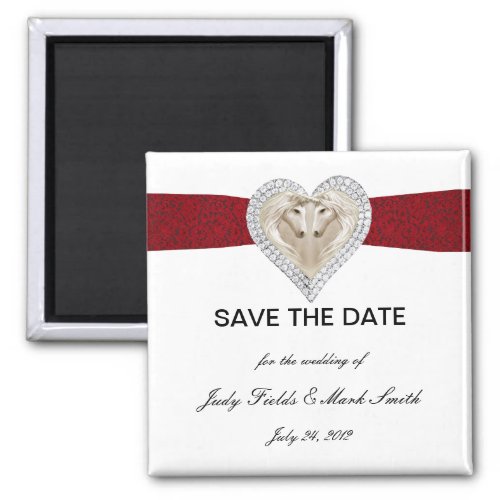 Unicorn Red Lace Save The Date Magnet