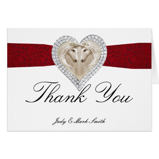 Unicorn Red Lace Thank You Card (Front Horizontal)