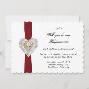 Unicorn Red Lace Wedding Bridesmaid Card