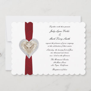 Unicorn Red Lace Wedding Invitation