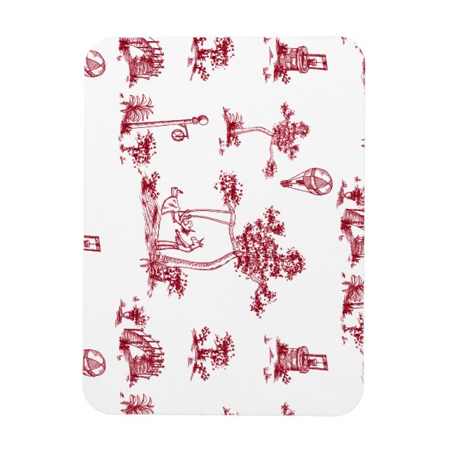 Unicorn Red Toile Magnet (Vertical)