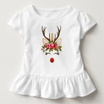 Unicorn Reindeer Antler / Christmas Flowers Toddler T-shirt