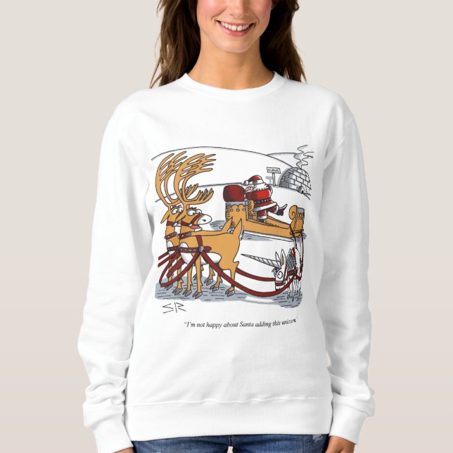 Unicorn Reindeer women white sweatshirt (Front)