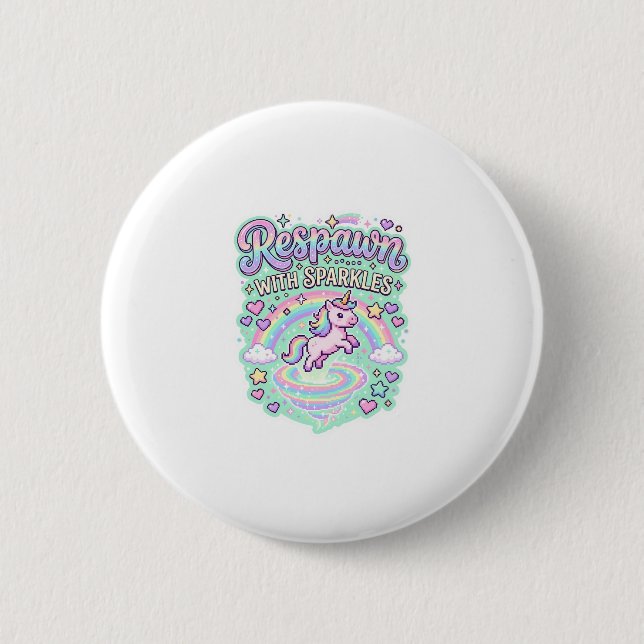 Unicorn Respawn with Sparkles Premium Vector Stick Button (Front)