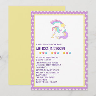 Unicorn Resting & Shooting Star Baby Shower Invitation