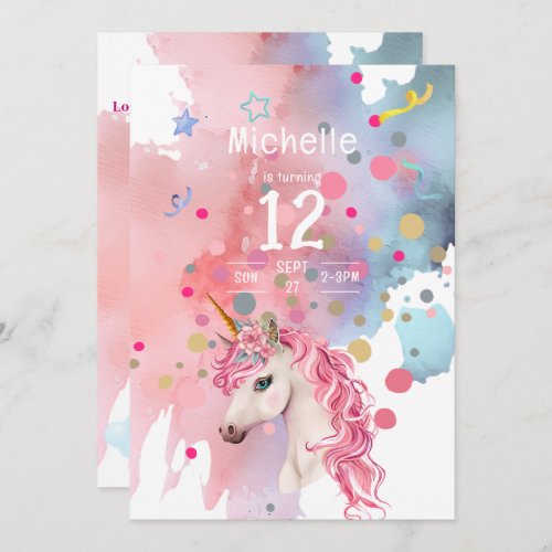 Unicorn Retro Birthday Invitation