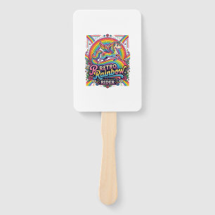 Unicorn Retro Rainbow Rider Hand Fan
