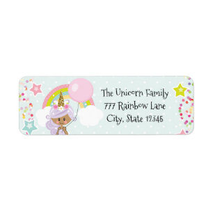 Unicorn Return Address Labels Dark Skin Tone