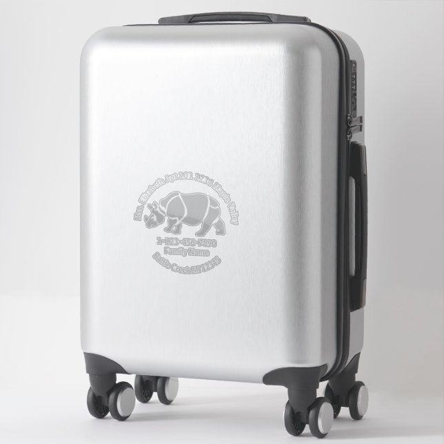 Unicorn Rhino Family Home Address Contour Sticker (Suitcase)