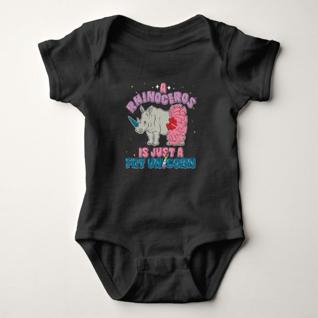 Unicorn Rhinoceros Animal Baby Shower New Mom Baby Bodysuit (Front)