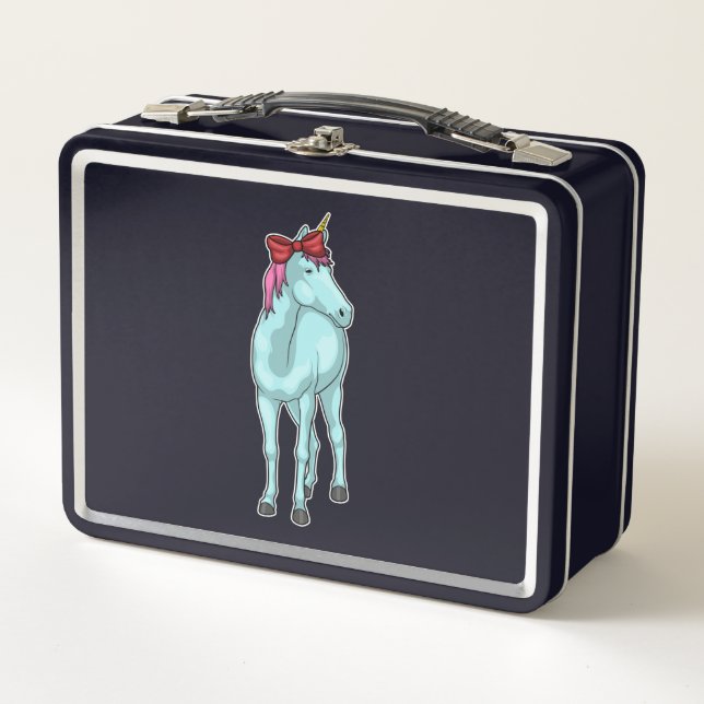 Unicorn Ribbon Metal Lunch Box (Front)