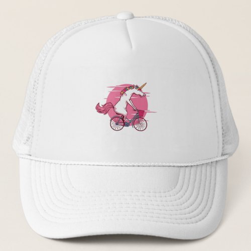 UNICORN RIDING BIKE TRUCKER HAT