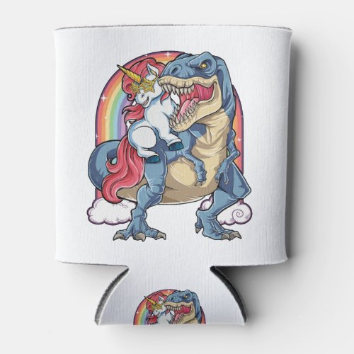 Unicorn Riding Dinosaur Can Cooler