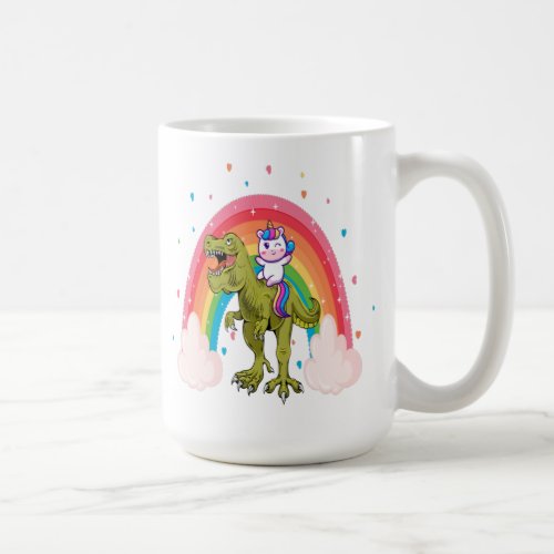 Unicorn Riding Dinosaur Coffee Mug