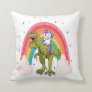Unicorn Riding Dinosaur Throw Pillow