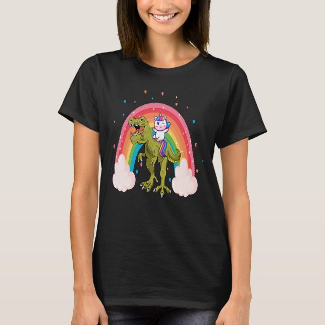 Unicorn Riding Dinosaur Women T-Shirt (Front)