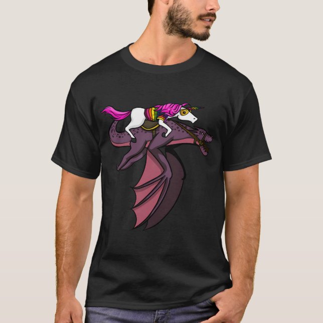 Unicorn Riding Dragon T-Shirt (Front)