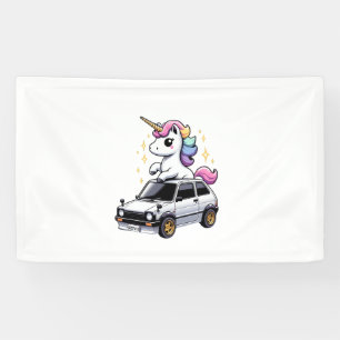 Unicorn Riding Kei Car Boys Girls Women Kids Teen Banner