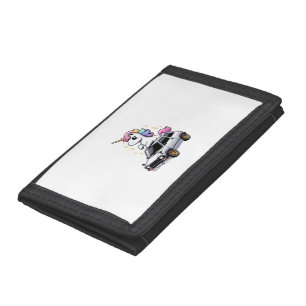 Unicorn Riding Kei Car Boys Girls Women Kids Teen Tri-fold Wallet