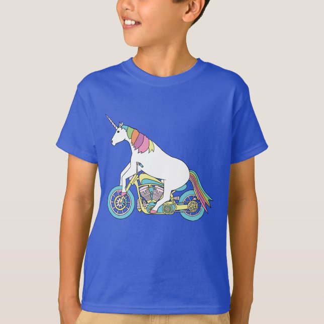 Unicorn Riding Motorcycle T-Shirt (Front)