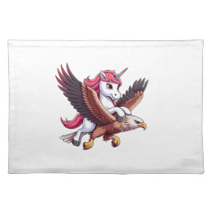 Unicorn Riding Red-tailed Hawk Boys Girls Men Wome Cloth Placemat