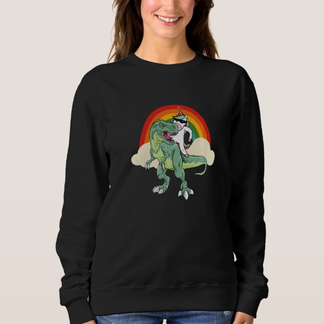 Unicorn Riding Rex Dinosaur Boys Girls Men Women R Sweatshirt (Front)