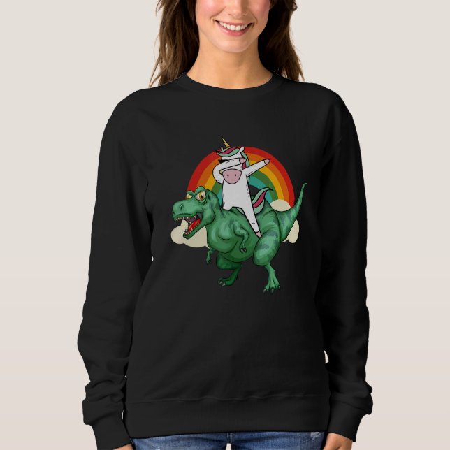 Unicorn Riding Rex Dinosaur Boys Girls Men Women R Sweatshirt (Front)