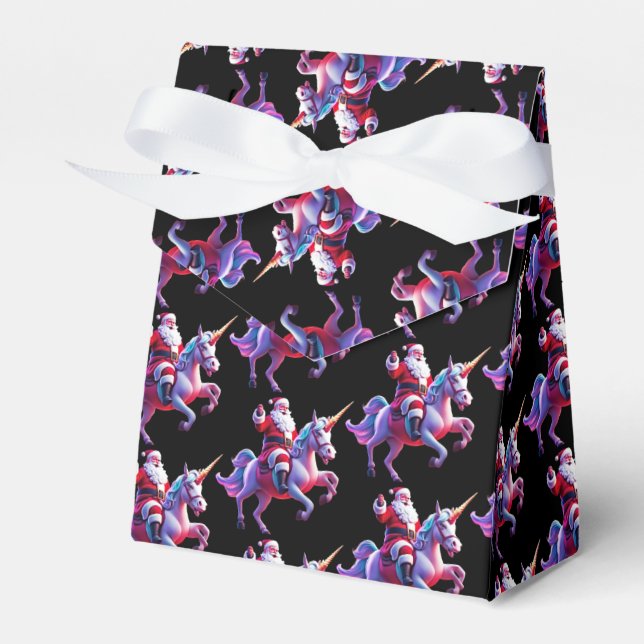 Unicorn Riding Santa Favor Boxes (Front Side)