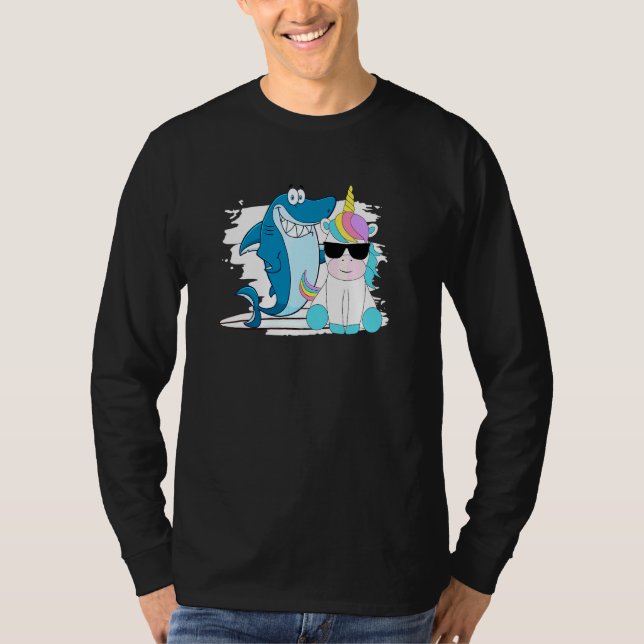 Unicorn Riding Shark Cool Tee (Front)