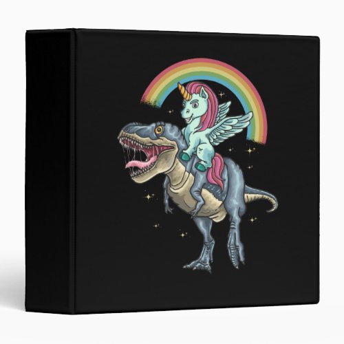 Unicorn Riding T rex Dinosaur 3 Ring Binder