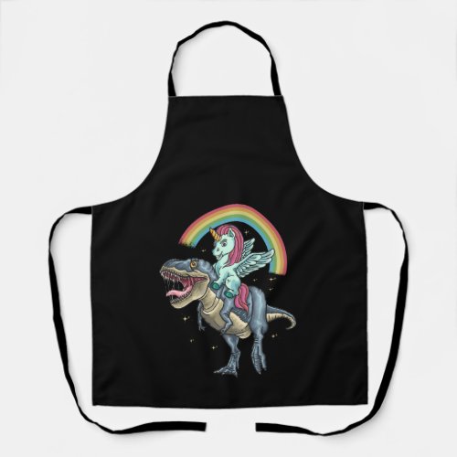 Unicorn Riding T rex Dinosaur Apron