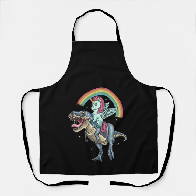 Unicorn Riding T rex Dinosaur Apron (Front)
