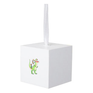 Unicorn Riding T rex Dinosaur Boys Girls Men Women Cube Ornament
