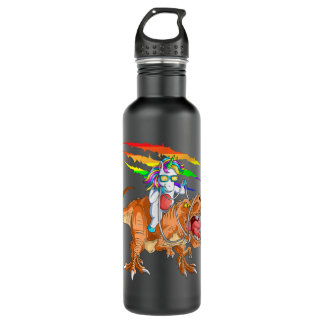Unicorn Riding T-Rex Dinosaur For Kids Boys Girls Stainless Steel Water Bottle