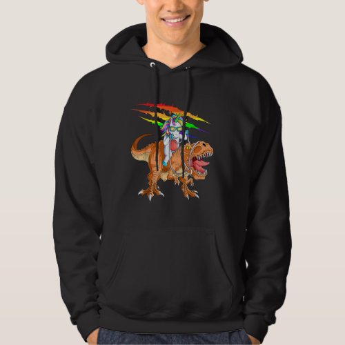 Unicorn Riding T_Rex Dinosaur Hoodie