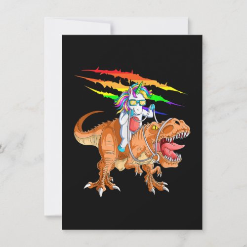 Unicorn Riding T_Rex Dinosaur Invitation