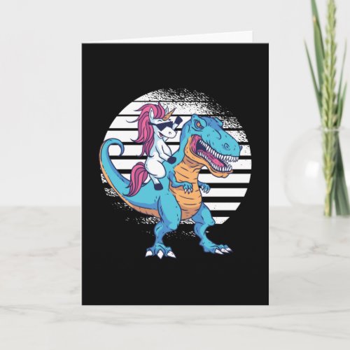 Unicorn Riding T_Rex Dinosaur Party Card