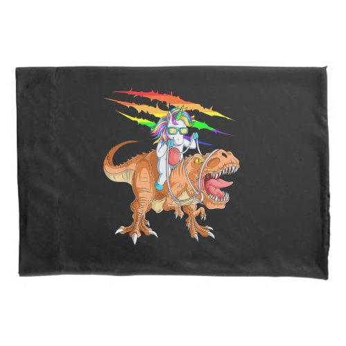 Unicorn Riding T_Rex Dinosaur Pillow Case