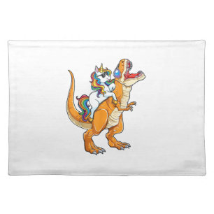 Unicorn Riding T rex Men Women Dinosaur Funny Boys Cloth Placemat