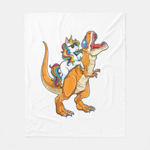 Unicorn Riding T rex Men Women Dinosaur Funny Boys Fleece Blanket