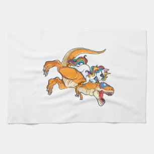 Unicorn Riding T rex Men Women Dinosaur Funny Boys Kitchen Towel