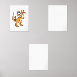 Unicorn Riding T rex Men Women Dinosaur Funny Boys Wall Art Sets